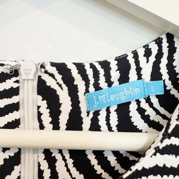 J. McLaughlin Catalina Cloth Zebra Print Flare Sleeve Knee Length Dress Large - Picture 5 of 8